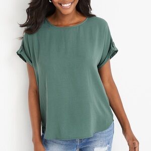 Maurices Delton Green Zipper Back Blouse Large